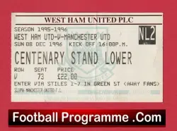 West Ham United v Manchester United 1996 – Football Ticket