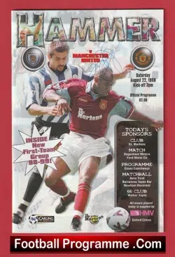 West Ham United v Manchester United 1998 - Treble Season Signed - football programme