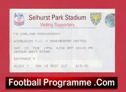 Wimbledon v Manchester United 1996 – Match Day Ticket