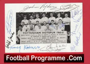 Tottenham Hotspur Multi Signed Picture 1960 – 1961 Football Team Signed