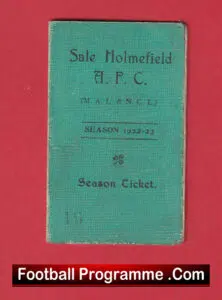 Sale Holmfield AFC Football Club Season Ticket Book 1922 – 1923