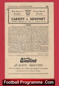 Newport Rugby v Cardiff 1953 – Rugby 1950s Programme