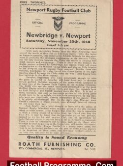 Newport Rugby v Newbridge1948 – Rugby 1940s Programmes