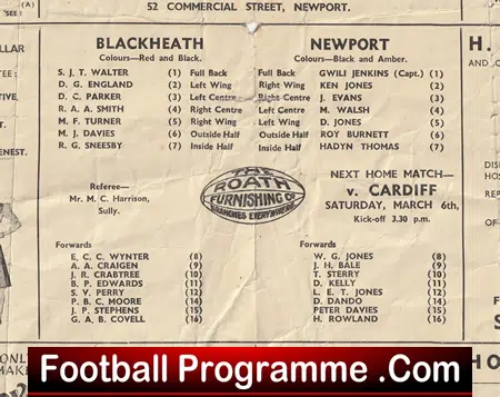 Newport Rugby v Blackheath 1948 - Rugby 40s Programmes - Image 3