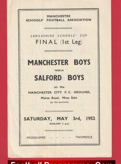 Manchester Boys v Salford Boys 1952 – Schoolboys at Manchester City