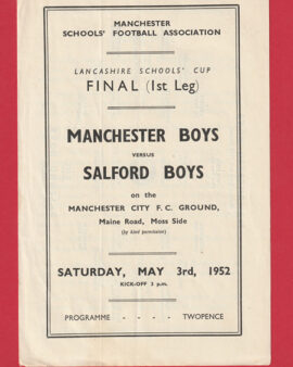 Manchester Boys v Salford Boys 1952 – Schoolboys at Manchester City