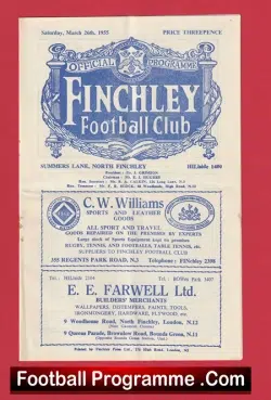Finchley v Walthamstow Avenue 1955 - London Senior Cup Semi Final