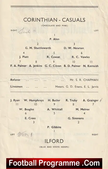 Ilford v Corinthian Casuals 1956 - Motspur Park 1950s - Image 3