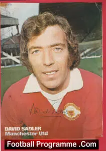 Manchester United David Sadler Autograph Signed Picture Man Utd