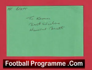 Manchester United Harold Bratt Signed Card Man Utd 1955 – 1961