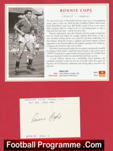 Manchester United Ronnie Cope Autograph Man Utd 1950 – 1961