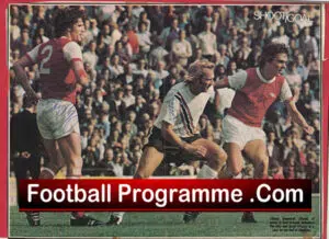 Man Utd Jimmy Greenhoff + Pat Rice + David O’Leary Signed Magazine Picture