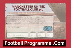 Manchester United v Manchester City 1996 – FA Cup Match Ticket