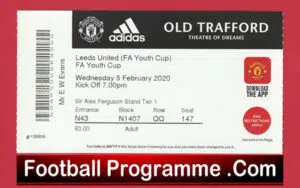 Manchester United v Leeds United 2020 – Ticket FA Youth Cup