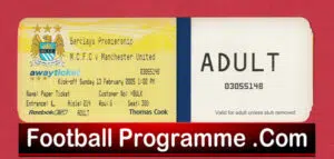 Manchester City v Manchester United 2005 – Match Ticket