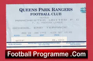 Queens Park Rangers v Manchester United 1993 – Match Ticket