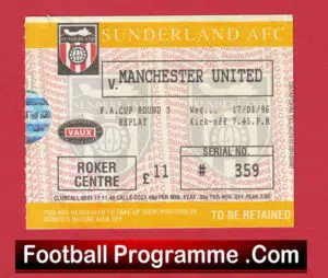 Sunderland v Manchester United 1996 – FA Cup Football Ticket
