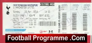 Tottenham Hotspur v Manchester United 2016 – Football Ticket