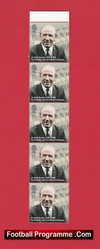 Manchester United Sir Matt Busby Royalmail Unused Stamps X 5
