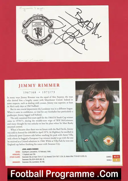 Manchester United Jimmy Rimmer Signed Picture Man Utd 1965 - 1974 - Image 2