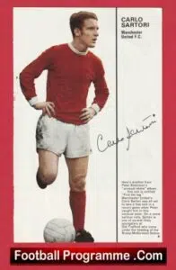 Manchester United Carlo Sartori Signed Picture Man Utd 1965 – 1973