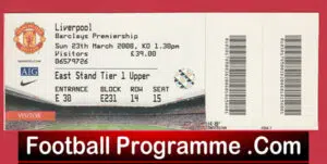 Manchester United v Liverpool 2008 – Football Ticket