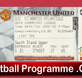 Manchester United v Nantes Atlantique 2002 – Match Ticket