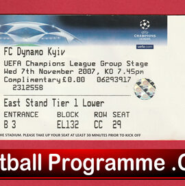 Manchester United v Dynamo Kyiv 2007 – Football Comp Ticket