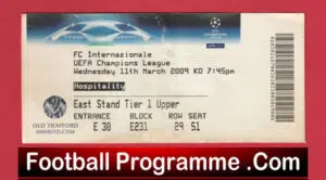 Manchester United v Inter Milan 2009 – Football Ticket