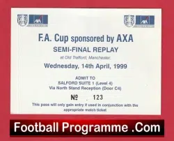 Newcastle United v Tottenham 1999 – Replay Ticket Old Trafford