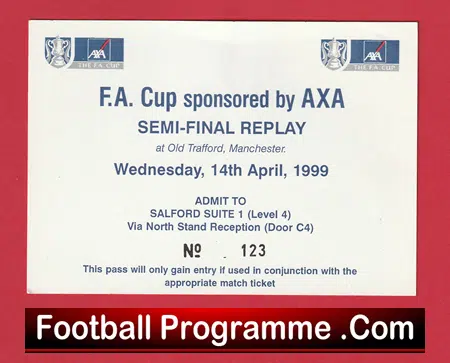 Newcastle United v Tottenham 1999 - Replay Ticket Old Trafford - Image 2