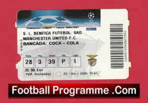 Benfica v Manchester United 2006 – Ticket Portugal