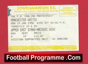 Southampton v Manchester United 1998 – Football Ticket