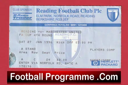 Reading v Manchester United 1996 - Match Ticket - Image 2