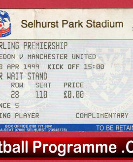 Wimbledon v Manchester United 1999 – Treble Season Ticket
