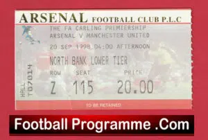 Arsenal v Manchester United 1998 – Treble Season Ticket
