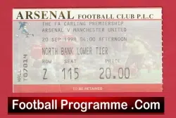Arsenal v Manchester United 1998 – Treble Season Ticket