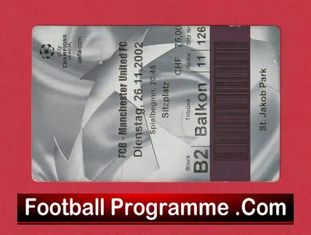 Basel v Manchester United 2012 - Match Ticket Switzerland - Image 2