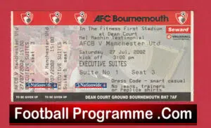 Bournemouth v Manchester United 2002 – Football Ticket