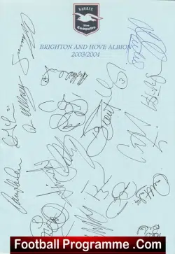 Brighton Hove Albion Multi Signed Autographed Sheet 2003/04
