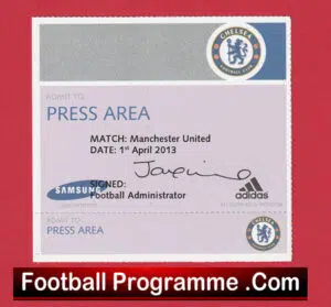 Chelsea v Manchester United 2013 – Press Lounge Ticket