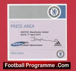 Chelsea v Manchester United 2013 – Press Lounge Ticket