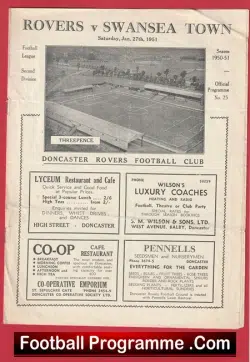Doncaster Rovers v Swansea Town 1951 – 1950’s