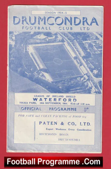 Drumcondra v Waterford 1954 – 1950s Irish Football Programmes