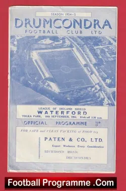 Drumcondra v Waterford 1954 – 1950s Irish Football Programmes