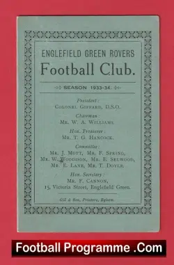 Englefield Green Rovers Football Club Season Ticket Book 1933 – 1934