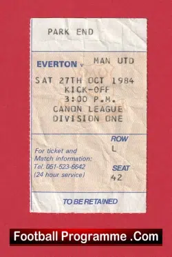 Everton v Manchester United 1984 – Ticket