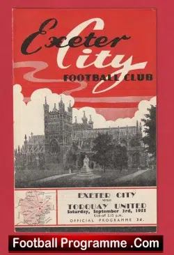Exeter City v Torquay United 1955 - 1950s - football programme