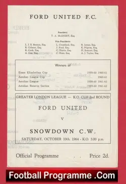 Ford United v Snowdown 1964 – Greater London League