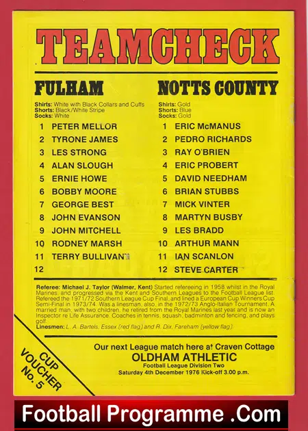 Fulham v Nott County 1976 - George Best + Bobby Moore - Image 3
